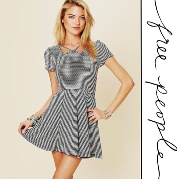 Free People Beach Striped Fit & Flare Dress - Picture 1 of 10